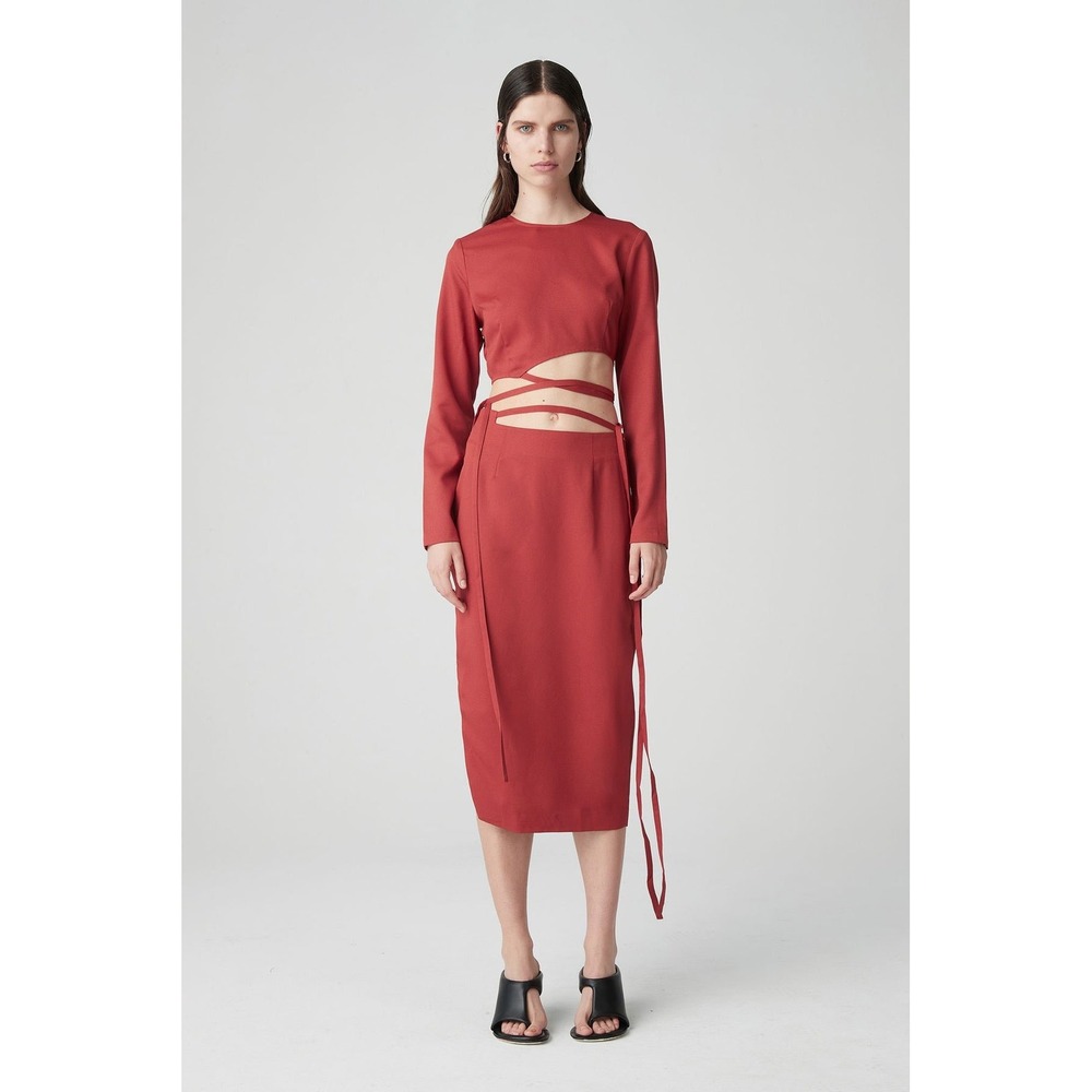 NWT Atoir X Lara Worthington Brick‎ Red Crop Top Tie Around Waist Size 6